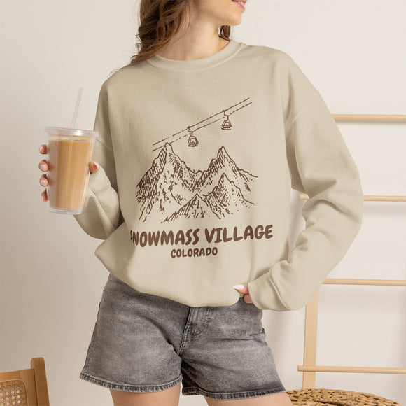 Snowmass Village, Colorado Mountain Gondola Sweatshirt, Travel Graphic