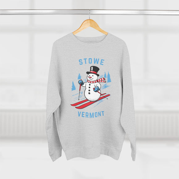 Premium Stowe, Vermont Skiing Snowman Sweatshirt