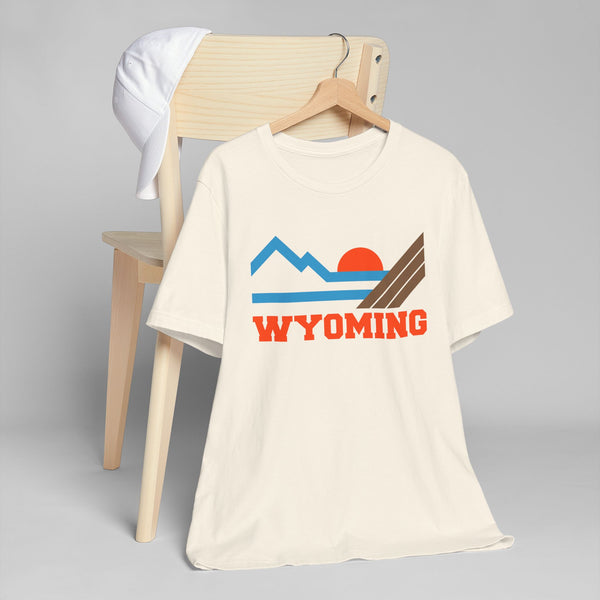 Wyoming Retro Mountains Sunset T-Shirt | Vintage Wyoming Tee