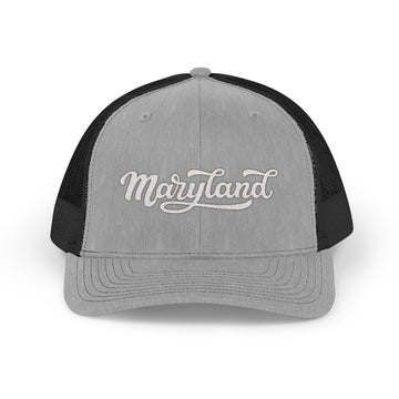 Buy heather-grey-black Maryland Snapback Trucker Cap - Embroidered Maryland Hat