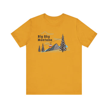 Buy mustard Big Sky, Montana T-Shirt - Retro Ski Mountain Gondola Unisex Big Sky Shirt