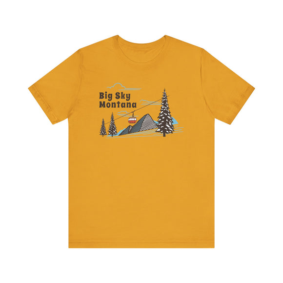 Big Sky, Montana T-Shirt - Retro Ski Mountain Gondola Unisex Big Sky Shirt