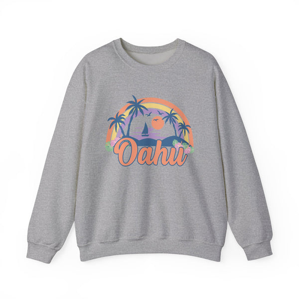 Oahu, Hawaii Sweatshirt - Unisex Retro Beach Crewneck Oahu Sweatshirt