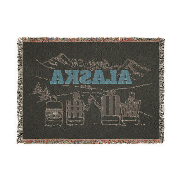 Alaska Ski Town Throw Blanket | Mountain Woven Blanket