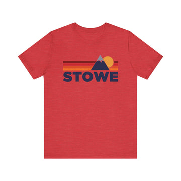Buy heather-red Retro Stowe, Vermont T-shirt, Mountain Tee, Vintage Stowe Unisex Jersey Shirt, Outdoor Hiking Apparel