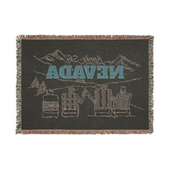 Nevada Ski Town Throw Blanket | Mountain Woven Blanket