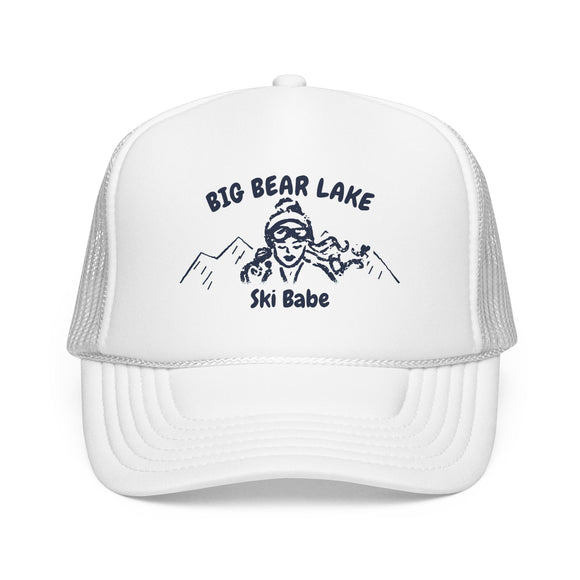 Big Bear Lake, California Ski Babe Trucker Hat — Foam Mesh Cap