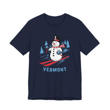 Buy navy Vermont T Shirt - Ski Snowman Graphic Vermont Tee