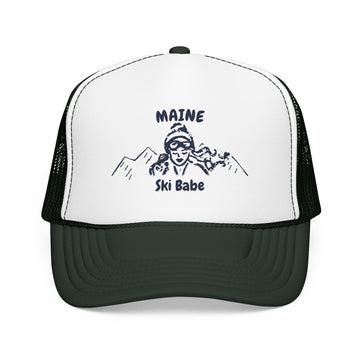 Buy dark-green-white-dark-green Maine Ski Babe Trucker Hat — Foam Mesh Cap
