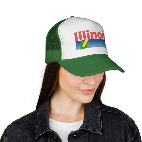 Illinois Retro Corn and Farm Trucker Hat