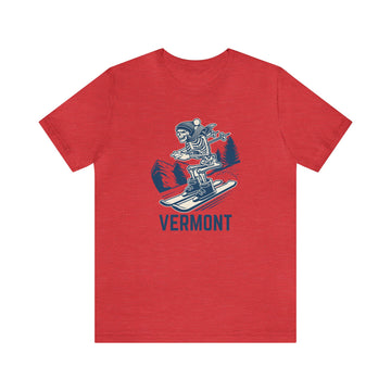 Buy heather-red Vermont T-Shirt - Skeleton Skier Unisex Vermont Shirt