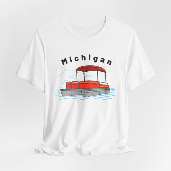 Michigan T Shirt - Retro Pontoon Boat Michigan Tee