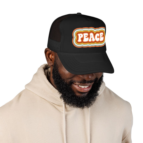 Retro Peace Trucker Hat Boho