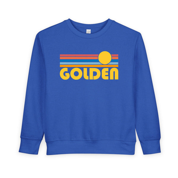 Golden, Colorado Toddler Sweatshirt - Retro Sun Golden Toddler Crewneck Sweatshirt