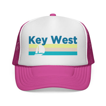 Buy pink Key West, Florida Retro Sailboat Trucker Hat