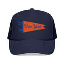 New York Pennant Trucker Hat — Vintage Foam Mesh Cap-2