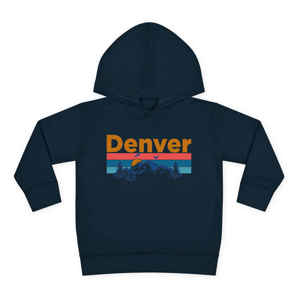 Denver Toddler Hoodie - Retro Mountain Sun Unisex Denver Toddler Sweatshirt