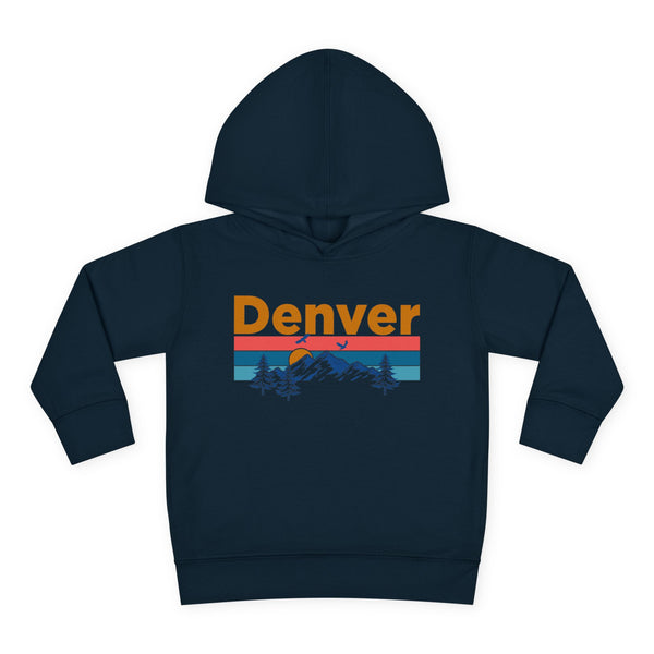 Denver Toddler Hoodie - Retro Mountain Sun Unisex Denver Toddler Sweatshirt