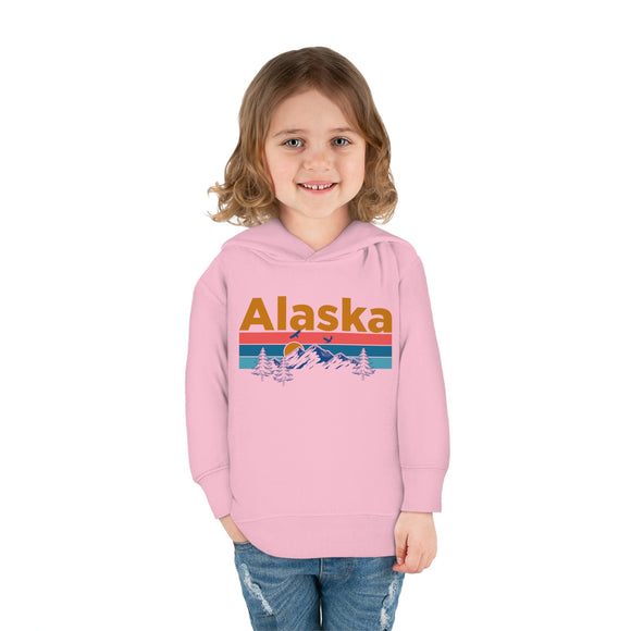 Alaska Toddler Hoodie - Retro Mountain Sun Unisex Alaska Toddler Sweatshirt