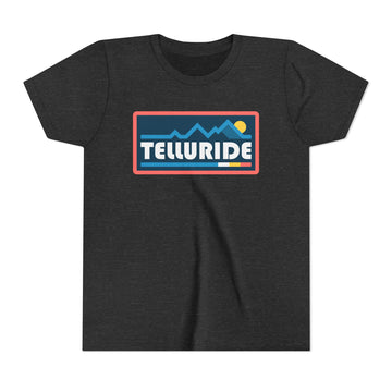 Buy dark-grey-heather Telluride, Colorado Youth Graphic Tee - Kids Telluride T Shirt