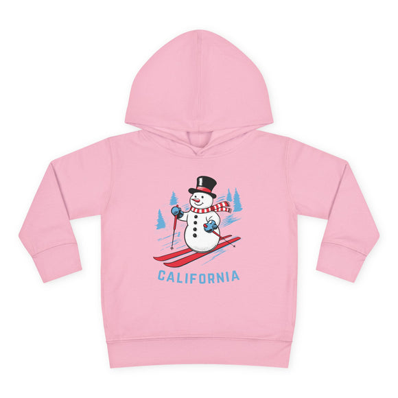 California Toddler Hoodie - Unisex Skiing Snowman California Sweatshirt