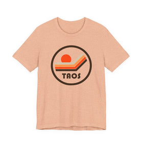 Buy heather-peach Taos, New Mexico T-Shirt - Sunset Mountain Graphic Tee