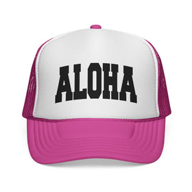 Buy pink Aloha Retro Collegiate Style Trucker Hat