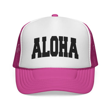 Buy pink Aloha Retro Collegiate Style Trucker Hat
