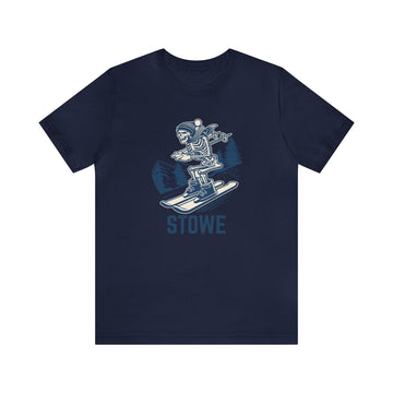 Buy navy Stowe, Vermont T-Shirt - Skeleton Skier Unisex Stowe Shirt