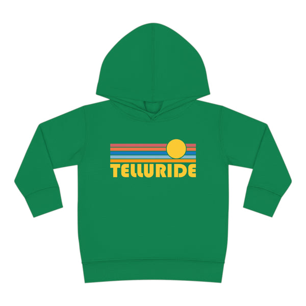 Telluride, Colorado Toddler Hoodie - Retro Sunrise Unisex Telluride Toddler Sweatshirt