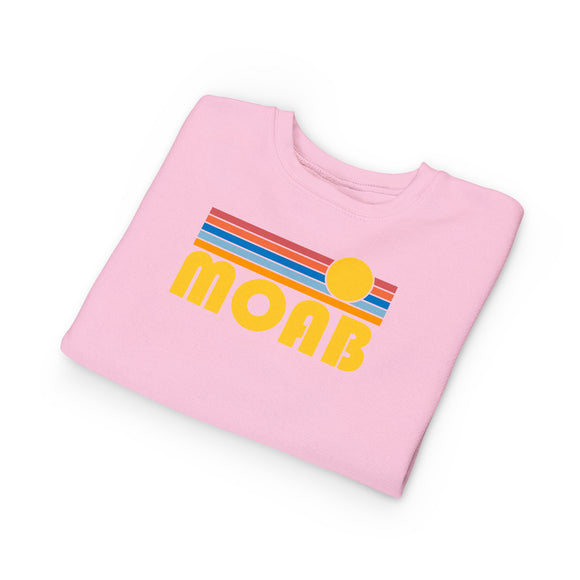 Moab, Utah Toddler Sweatshirt - Retro Sun Moab Toddler Crewneck Sweatshirt