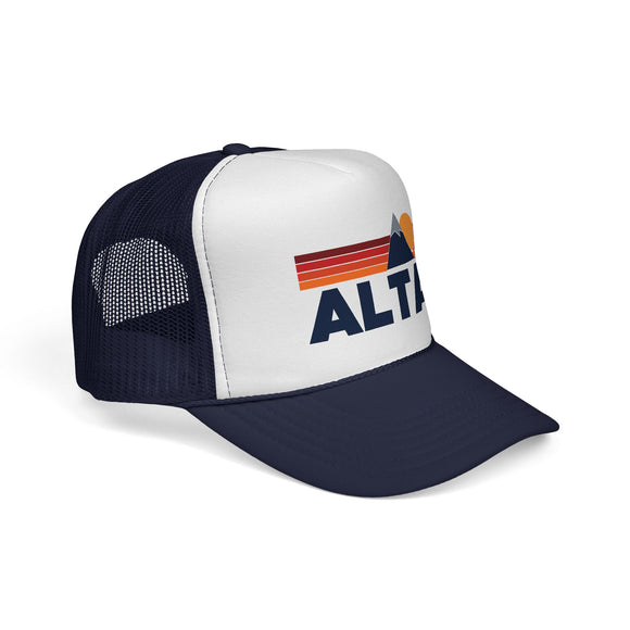 Alta, Utah Retro Mountains Trucker Hat - Vintage Style Alta Cap