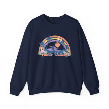 Puerto Vallarta Sweatshirt - Unisex Retro Beach Puerto Vallarta Crewneck Sweatshirt - 0