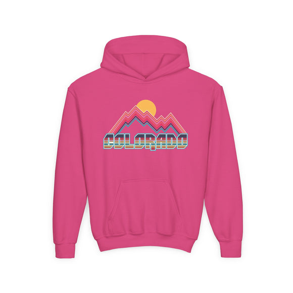Colorado Youth Hoodie - Retro Mountain Colorado Youth Sweatshirt