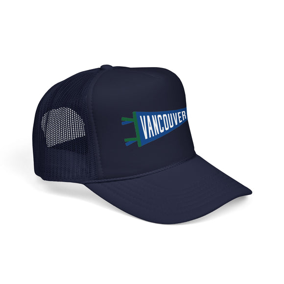 Vancouver, British Columbia Pennant Trucker Hat — Retro Flag Foam Cap