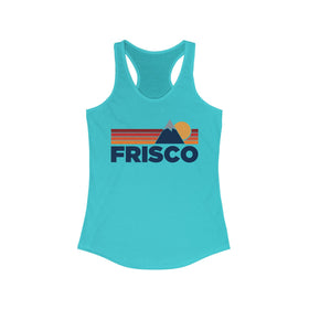 Buy solid-tahiti-blue Frisco, Colorado Women's Racerback Tank Top - Mountain Lover Sleeveless Shirt, Women's Frisco Hiking Tank