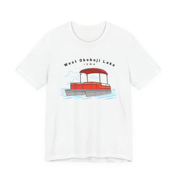 West Okoboji Lake, Iowa T Shirt - Pontoon Boat Tee