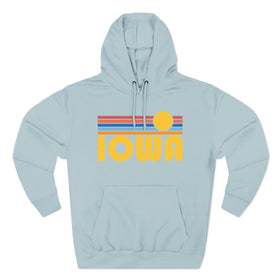 Buy blue-mist Premium Iowa Hoodie - Retro Sun Unisex Sweatshirt