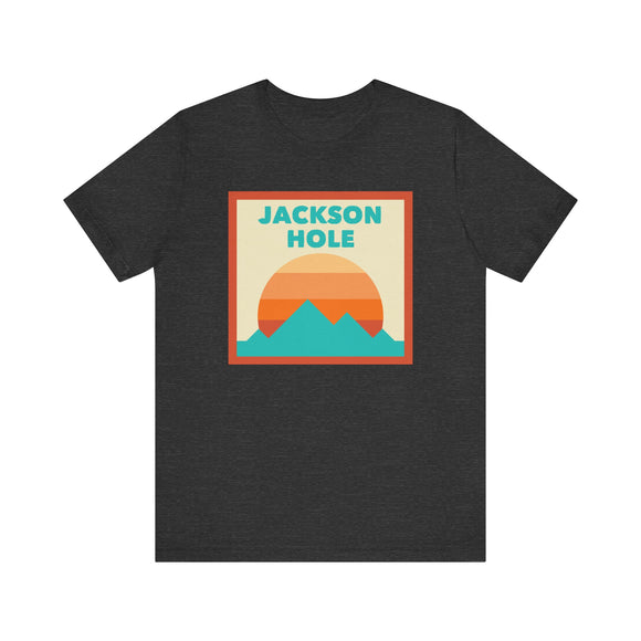 Retro Jackson Hole, Wyoming T-Shirt, Mountain Sun Tee, Unisex Graphic Shirt, Vintage Jackson Hole, Wyoming Top, Outdoor Adventure Clothing
