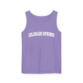 Buy violet Colorado Springs, Colorado Tank Top Unisex | Comfort Colors - 100% Cotton
