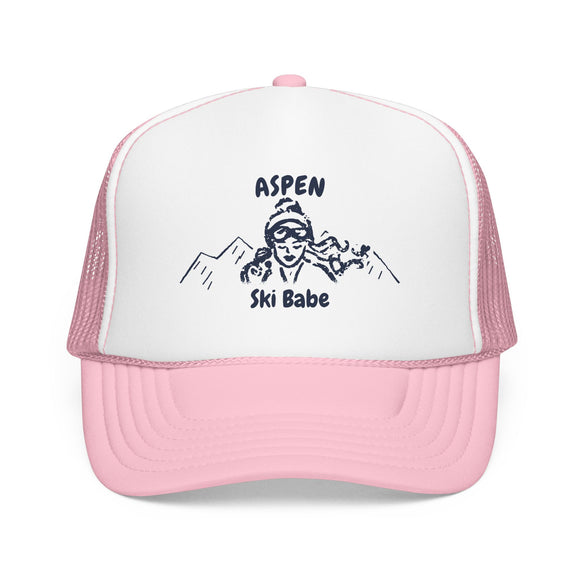 Aspen, Colorado Ski Babe Trucker Hat — Foam Mesh Cap