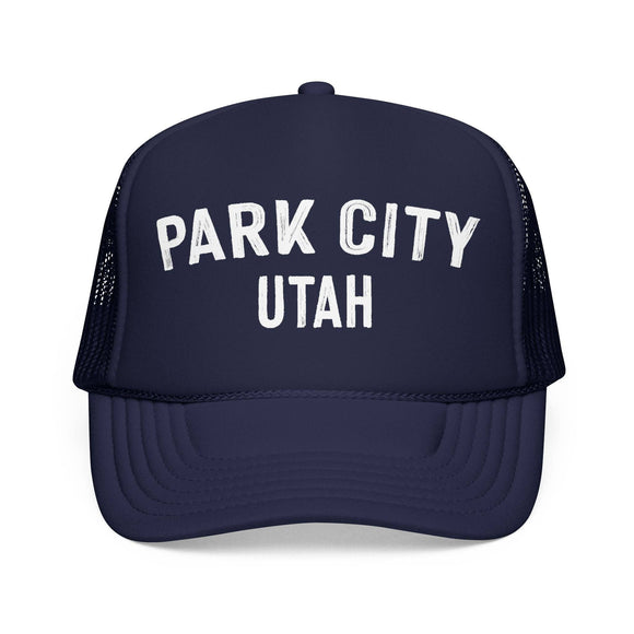 Kids Park City, Utah Trucker Hat - Youth Snapback Cap on white background