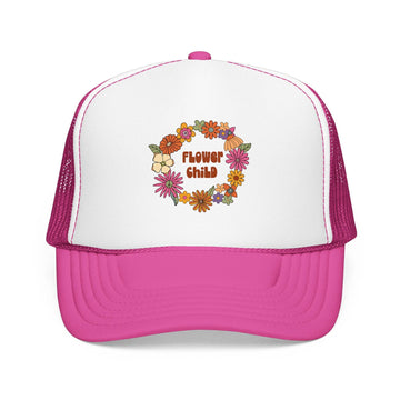 Kids Flower Child Trucker Hat Boho - Youth Snapback Cap