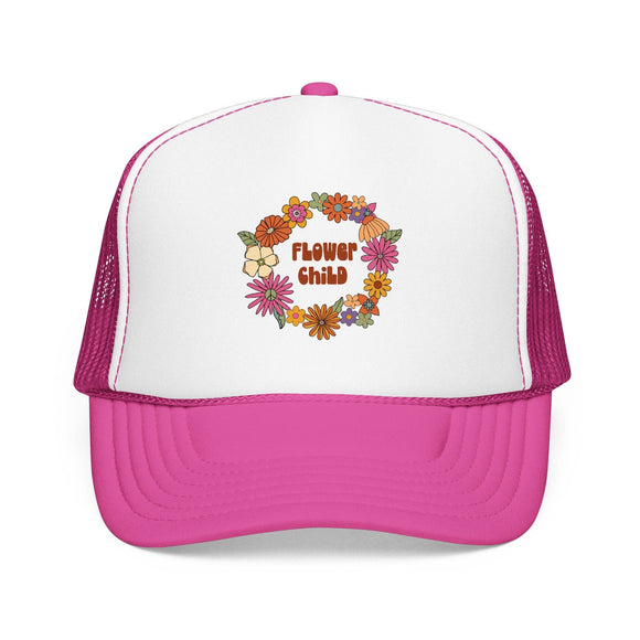 Kids Flower Child Trucker Hat Boho - Youth Snapback Cap