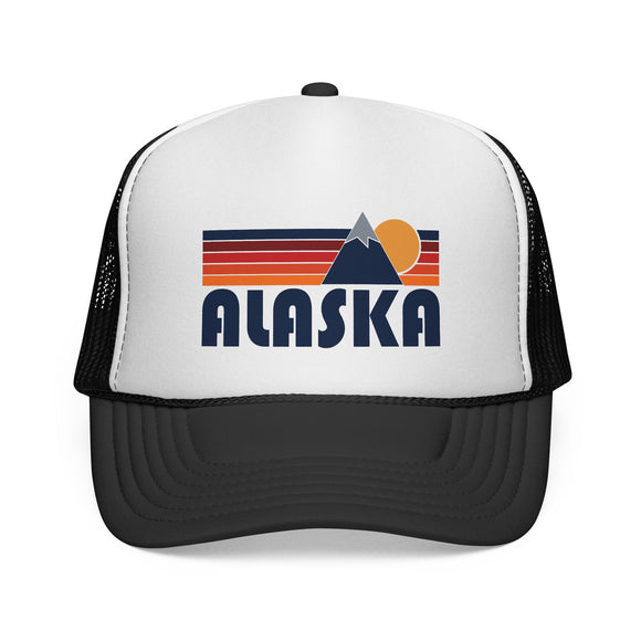 Alaska Retro Mountains Trucker Hat - Vintage Style Alaska Cap