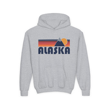 Alaska Youth Hoodie Retro Mountain, Kids Pullover, Vintage Style Alaska Sweatshirt - 0