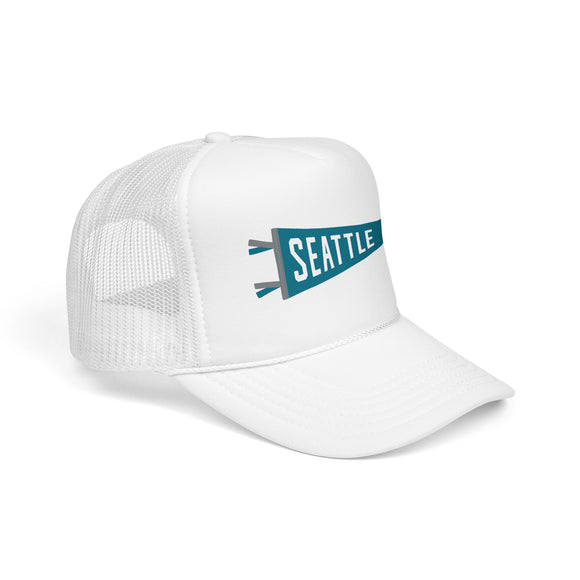Seattle, Washington Pennant Trucker Hat — Retro Flag Foam Cap