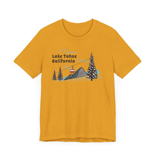 Lake Tahoe, California T-Shirt - Retro Ski Mountain Gondola Unisex Lake Tahoe Shirt