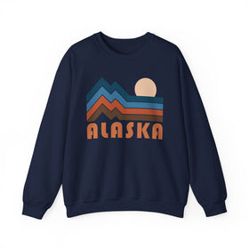 Buy navy Alaska Sweatshirt Retro Mountains, Alaska Unisex Graphic Crewneck