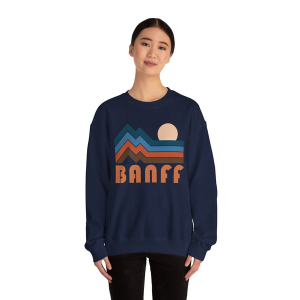 Banff, Canada Sweatshirt Retro Mountains, Banff Unisex Graphic Crewneck